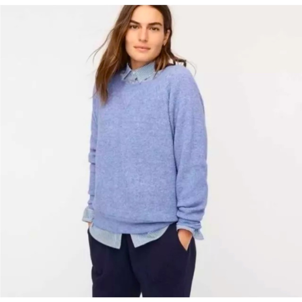 J.Crew Waffle Crewneck Sweater Alpaca Wool Blend Womens Size Small Heather Blue